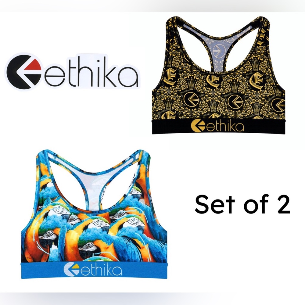 Ethika Set of 2 Sports Bras Teen/Women’s Racer Back Yoga Gym Workout Size L